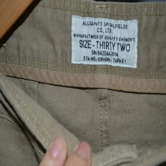 Mens All Saints Edge Chino premium skinny slim chino pants 32 tan/brown - Picture 4 of 10